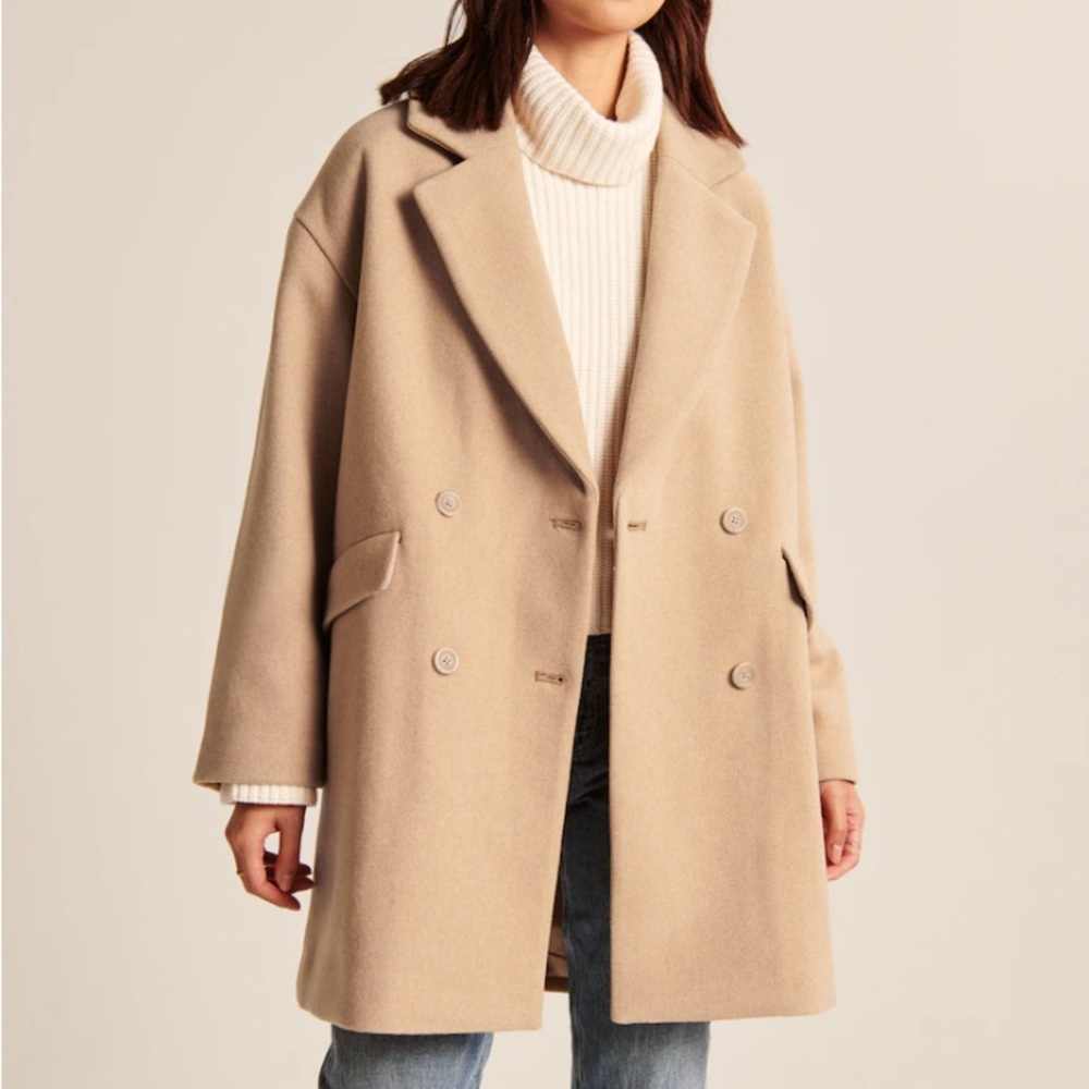 Abercrombie & Fitch Tan Double-Breasted Coat